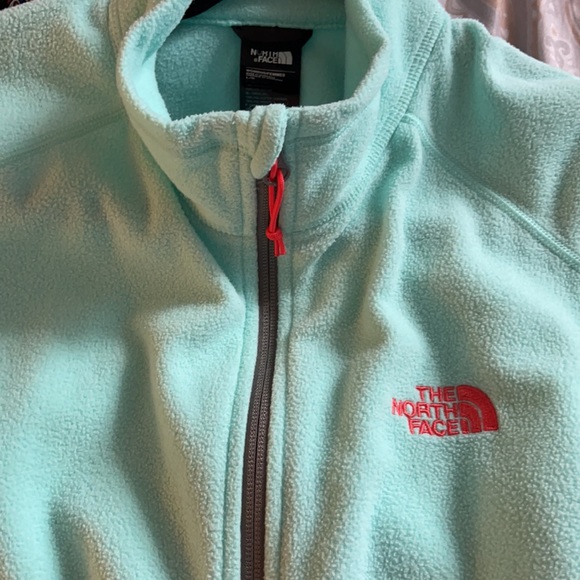The North Face aqua green with orange full zip LG - Picture 6 of 10